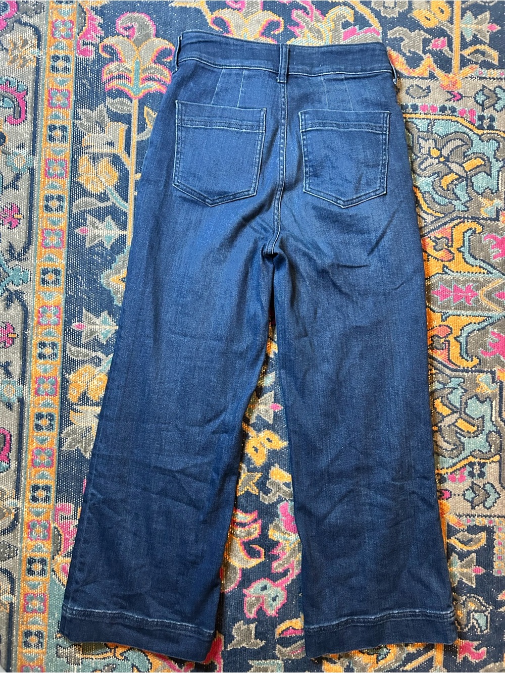 Pilcro Wide-Leg High-Rise Jeans in Dark Blue Denim - Picture 2 of 3